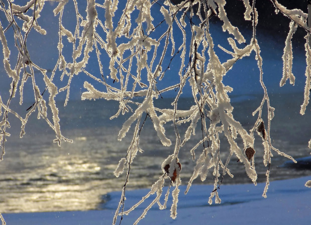 Kari Saarinen otti talven taikaa henkivän kuvan 18. tammikuuta Kuokkalankosken maisemissa.